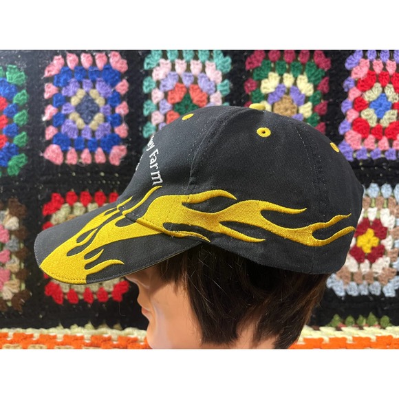 Kochs Turkey Farm Black and Yellow Flames Adjustable Baseball Hat - Picture 2 of 6